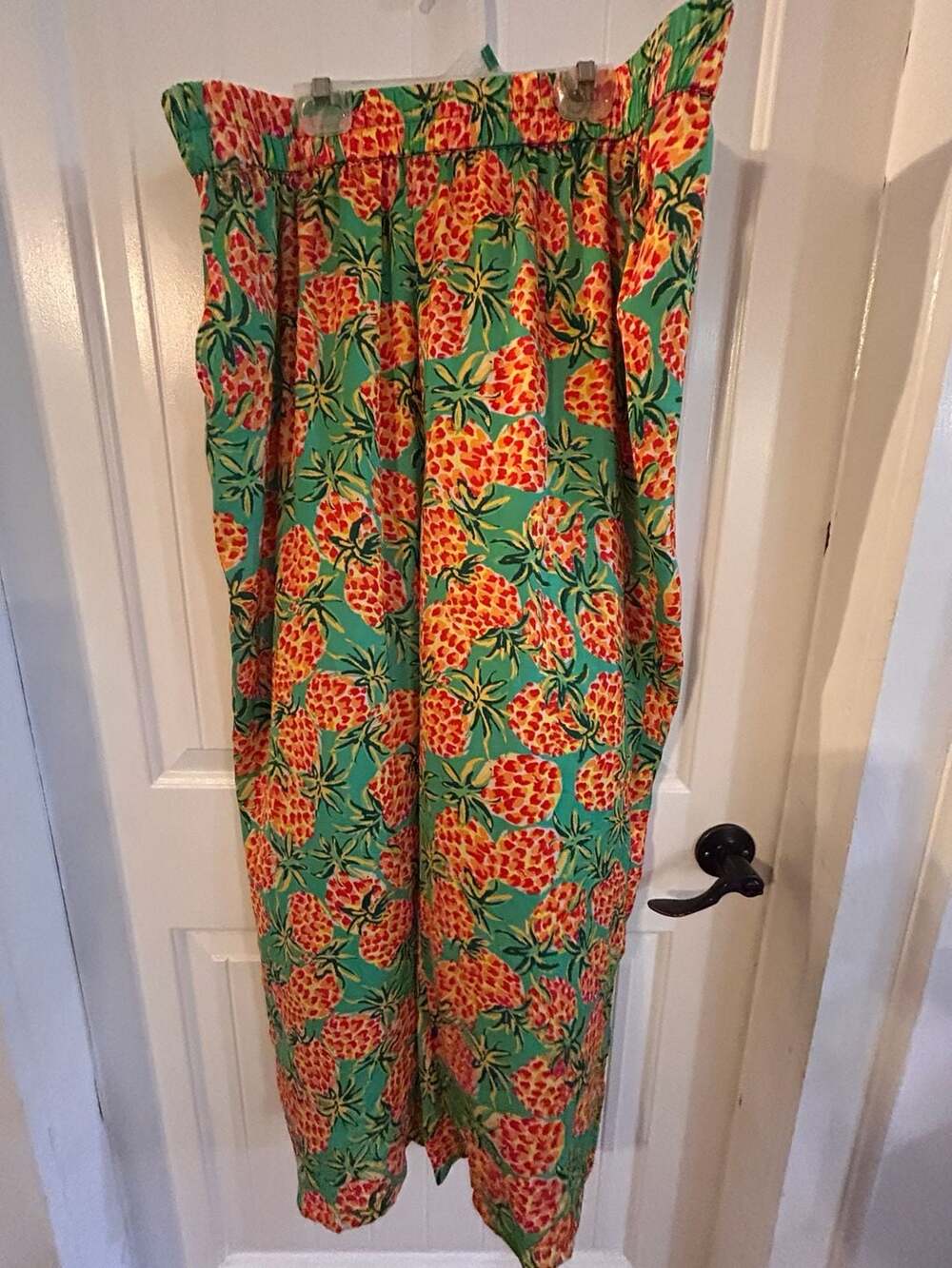 Skies Are Blue Curvy Pineapple Print Wide Leg Pants